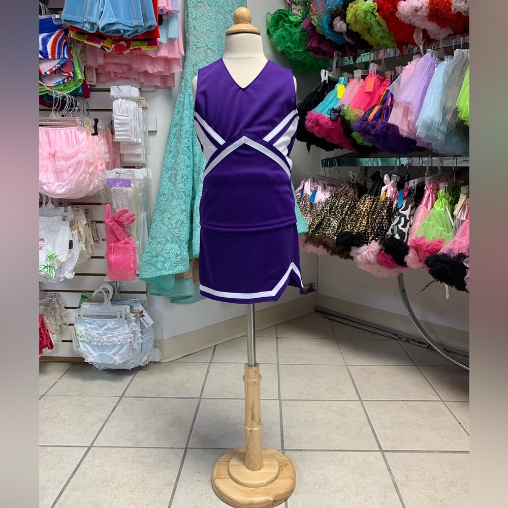 Kids Medium (8-10) Purple & White Blank (No Logo) Cheerleader Uniform Set NWT